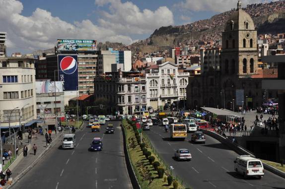 Prado, a principal avenida de La Paz, capital da Bolívia
